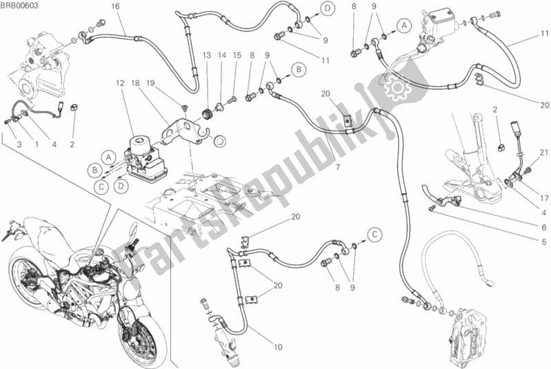 Tutte le parti per il Sistema Di Frenatura Antibloccaggio (abs) del Ducati Monster 797 Plus Thailand USA 2019